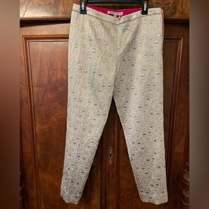 NWT, ankle slim pant. gold and silver w/ fuschia lining, smoke/pet free home.